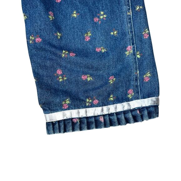 Vintage Disney's Winnie the Pooh bear embroidered denim overalls floral size 7/8 - Picture 6 of 8